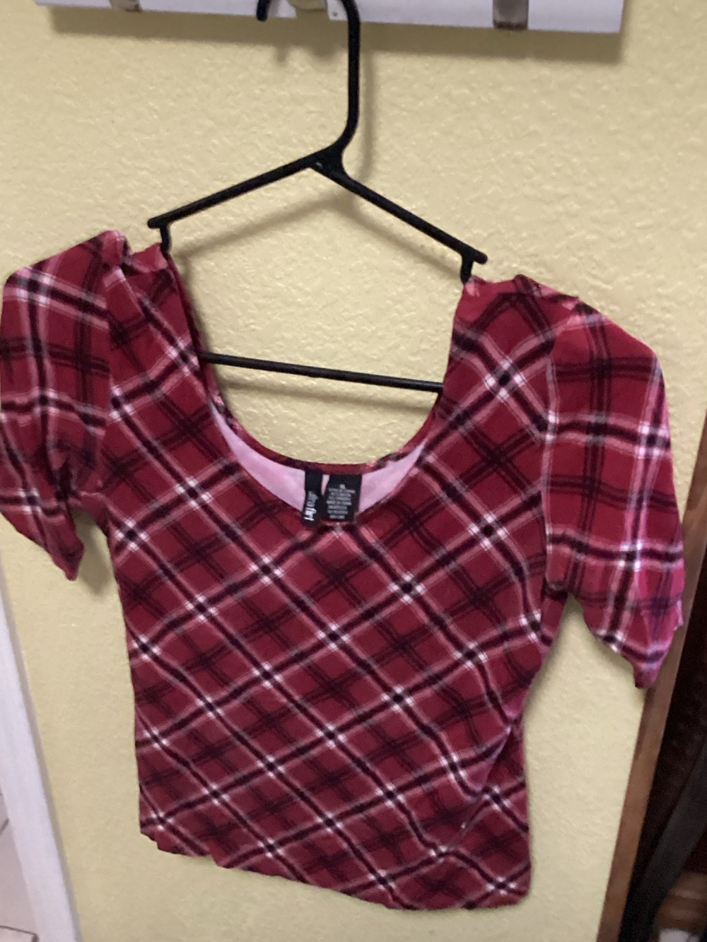 Ultra Flirt Red Plaid Scoop Neck Crop Top